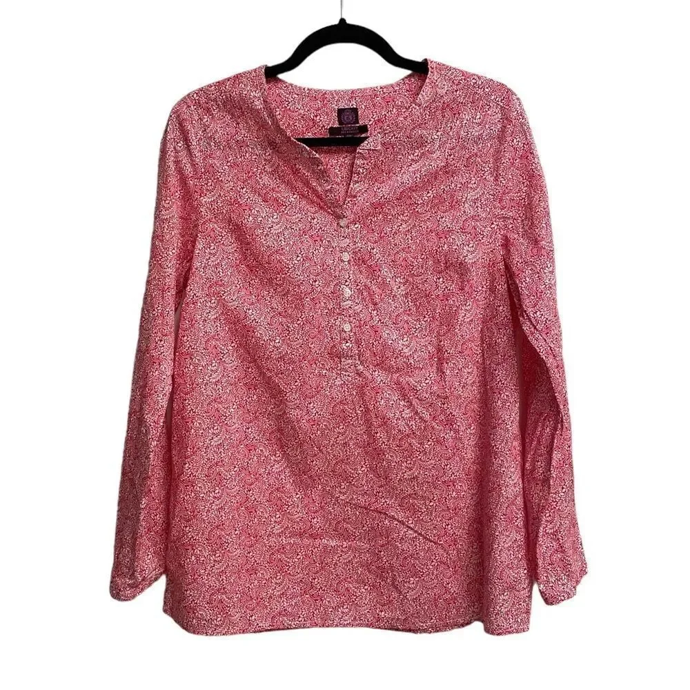 LIBERTY ART FABRICS Cotton Floral Print Popover Long Sleeve Blouse Shirt S